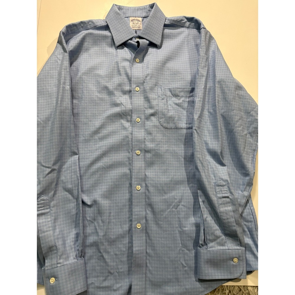 Brooks Brothers Regent 15.5 34 Medium Blue Non Iron Supima Cotton Dress Shirt